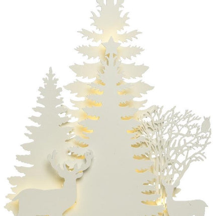 LED houten Kerstafereel - 30xh.40x5,5 cm - wit+warm wit