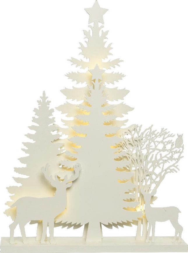 LED houten Kerstafereel - 30xh.40x5,5 cm - wit+warm wit