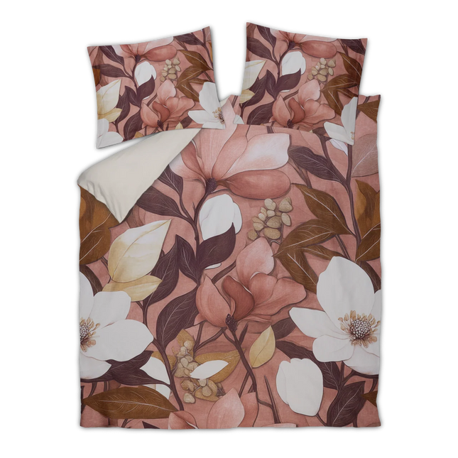 Vandyck Dekbedovertrek Floravine, Oud Roze/Bruin 140x200/220 cm