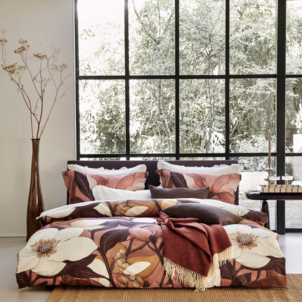 Vandyck Dekbedovertrek Floravine, 	Oud Roze/Bruin 240x200/220 cm