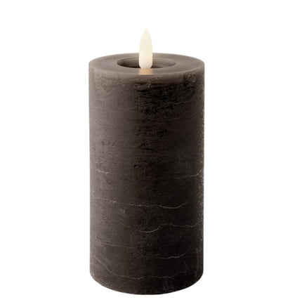 Lumineo LED kaars wax - 7x15cm - grijs