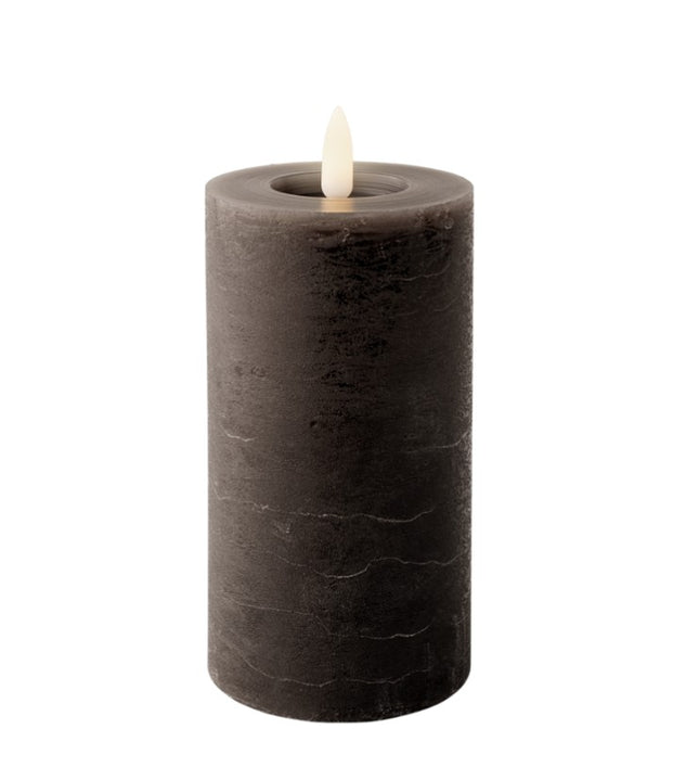 Lumineo LED kaars wax - 7x15cm - grijs