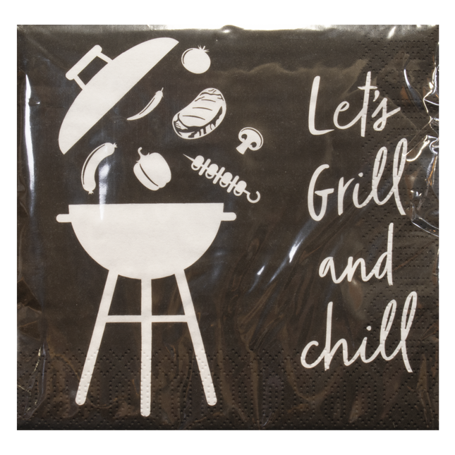 Duni servetten Grill & Chill - 33x33 cm, wit