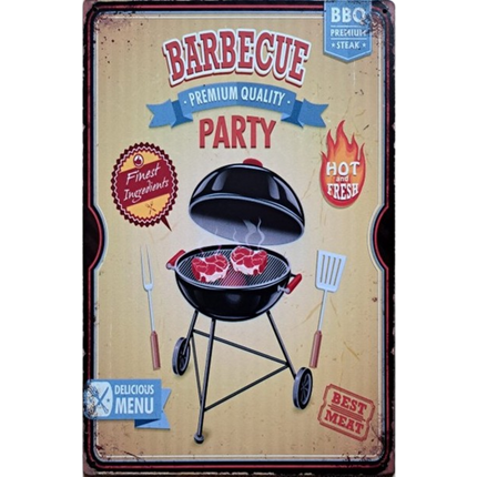 BBQ Wandbord Barbecue Party Metaal 25x33 cm