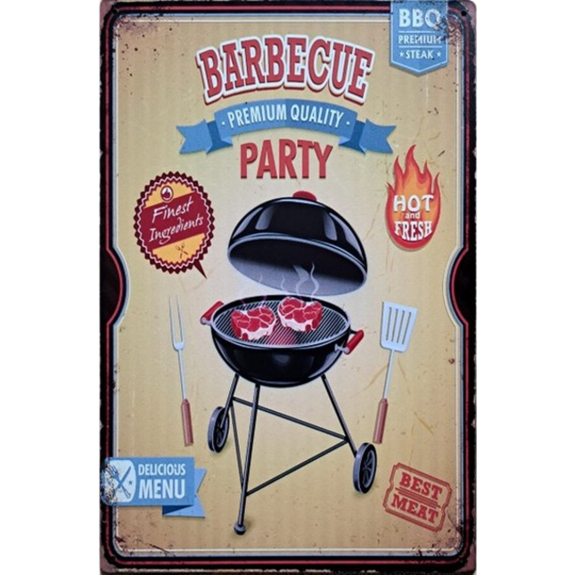 Meater BBQ Wandbord Barbecue Party Metaal 25x33 cm
