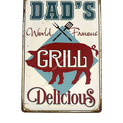 BBQ Wandbord Dad's world famous BBQ 25x33cm