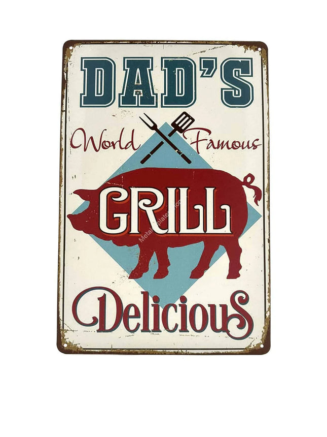 Meater Dad's World Famous BBQ Wandbord Metaal 25x33 cm