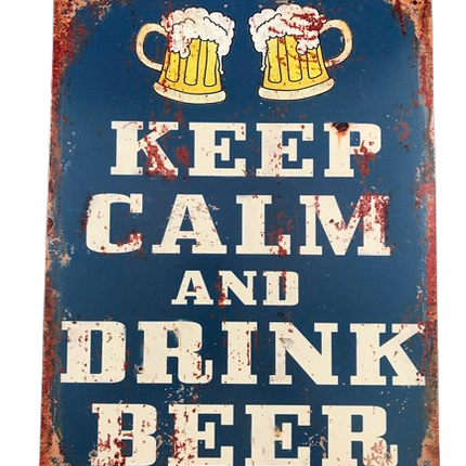 BBQ Wandbord Keep Calm and Drink beer 25x33cm