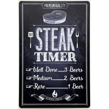 BBQ Wandbord Steak Timer Metaal 30x20 cm