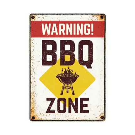 BBQ Wandbord Warning BBQ Zone 20x25 cm Metaal