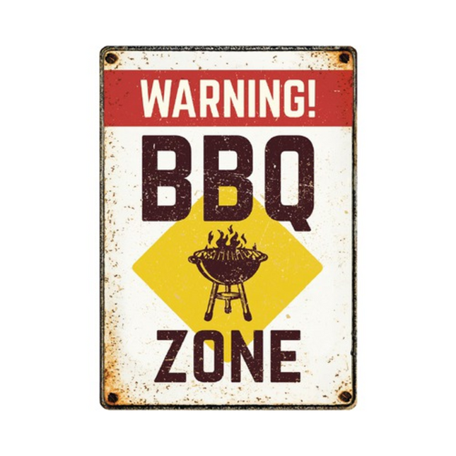 Meater BBQ Wandbord Warning BBQ Zone 20x25 cm Metaal