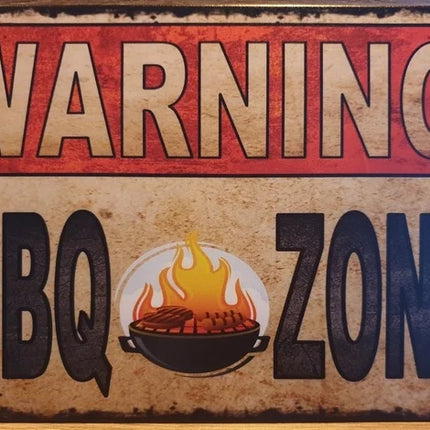 BBQ Wandbord Warning BBQ zone 30x20cm