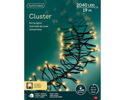 Lumineo LED Cluster Lights voor binnen+buiten - 19 meter - 2040 lamps - Soft Gold