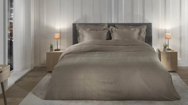 Heckettlane Dekbedovertrek Diamante satijn 140x200/220 cm Taupe grey