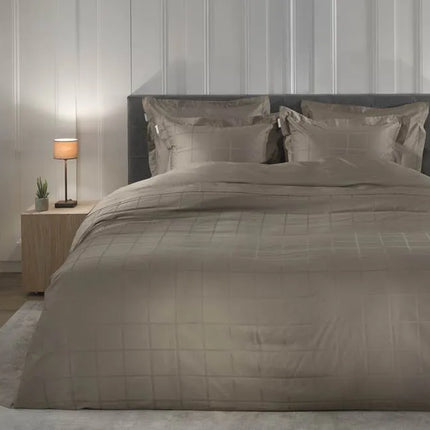 Heckettlane Dekbedovertrek Diamante, satijn 240x200/220 cm, Taupe grey