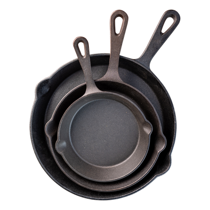 Set van 3 skillets 16 X 3,3  cm + 19,5 x 4 cm + 24,5 x 4 cm