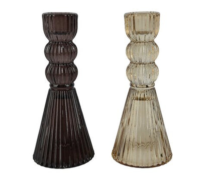 Kandelaar glas - 6,5xh.15cm - assortie