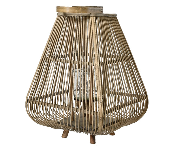 Lantaarn Bamboe 29x40cm naturel/grijs