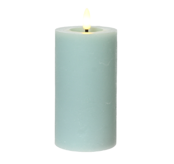 LED kaars wax voor binnen - Ø 7 x h. 15 cm - light blue