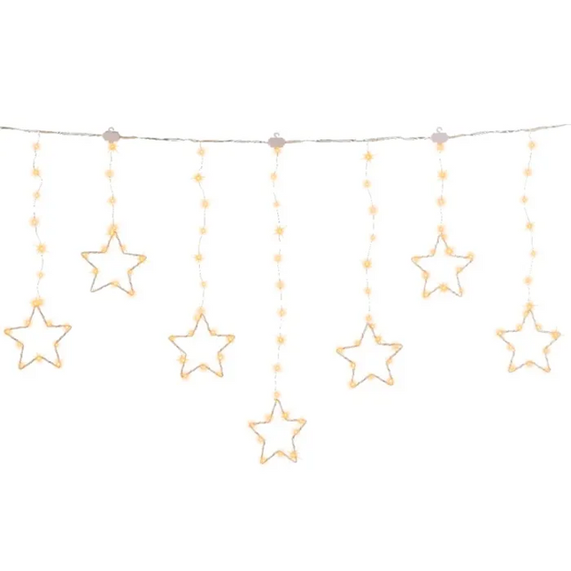 Lumineo LED raamgordijn Ster voor binnen+buiten - 8 functies - 120 x hoog 60 cm - 200 lamps - Klassiek Warm
