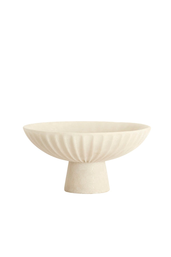 Light & Living, schaal op voet,  SHILA, 30,5x15.5 cm creme