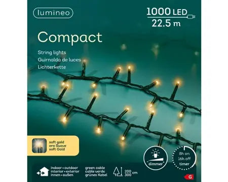 Lumineo LED Compact Lights voor binnen+buiten - 22,5 meter - 1000 lamps - Soft Gold
