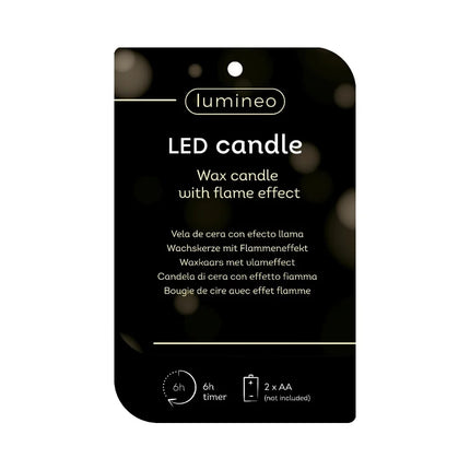 Lumineo LED kaars wax - 9xh.13,5cm - bruin