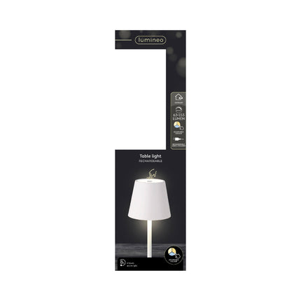 Lumineo LED oplaadbare lamp voor binnen+buiten - kunststof - 11 x 37 cm - wit