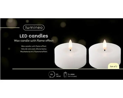Lumineo LED theelicht wax - 7x6cm - wit