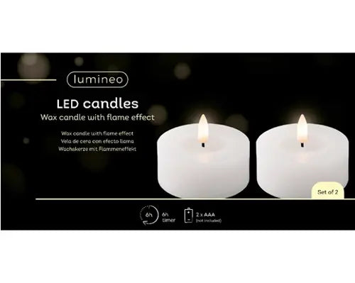 Lumineo LED theelicht wax - 7x6cm - wit