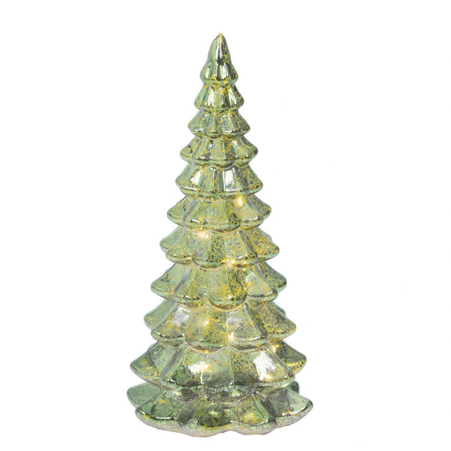 Micro LED Boom glas - 10xh.21 cm - groen+warm wit