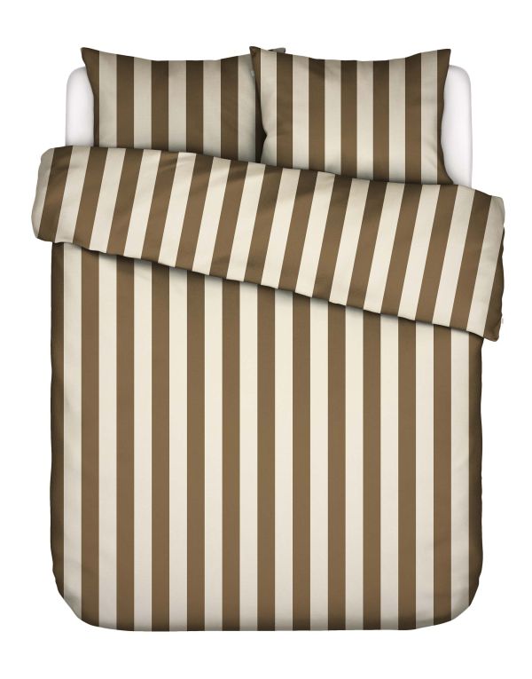 Essenza Dekbedovertrek Minte stripe Slate brown - Vanilla 240x200/220 cm