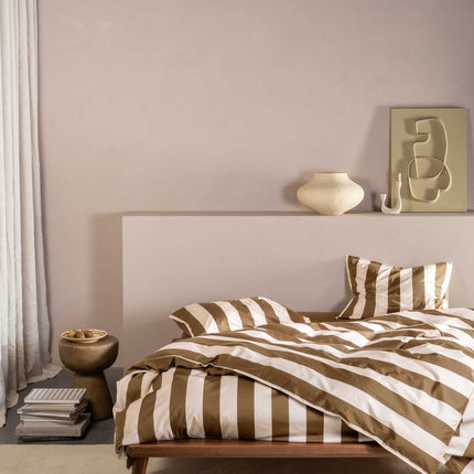 Essenza Dekbedovertrek Minte stripe Slate brown - Vanilla 140x200/220 cm