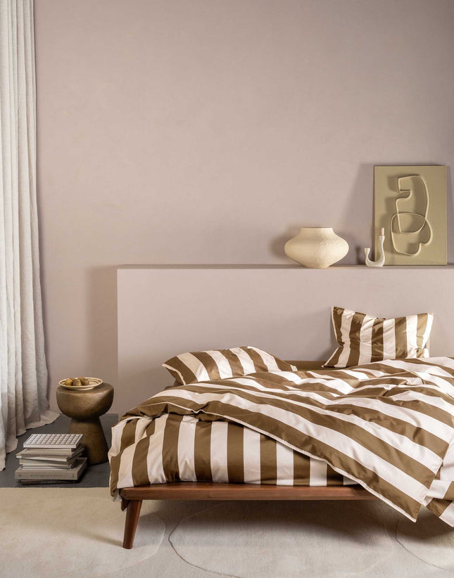 Essenza Dekbedovertrek Minte stripe Slate brown - Vanilla 240x200/220 cm
