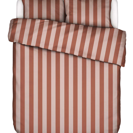 Essenza Dekbedovertrek Minte stripe terracotta-blush pink 240x200/220 cm