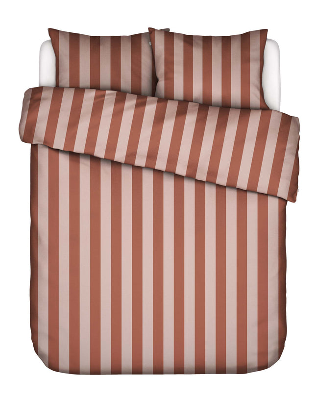 Essenza Dekbedovertrek Minte stripe terracotta-blush pink 240x200/220 cm