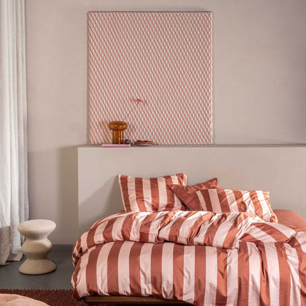 Essenza Dekbedovertrek Minte stripe terracotta-blush pink 240x200/220 cm