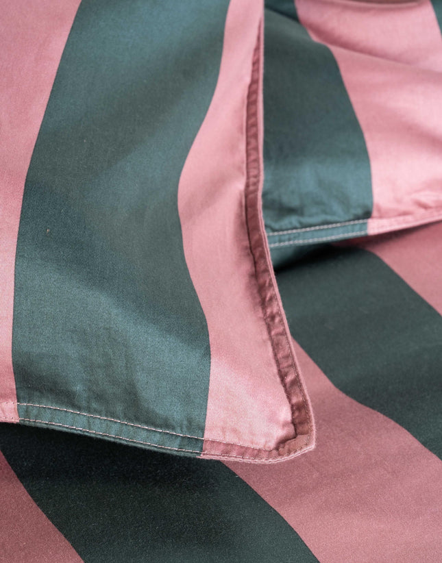 Essenza Dekbedovertrek Minte stripe woodrose/Dark teal 240x200/220 cm