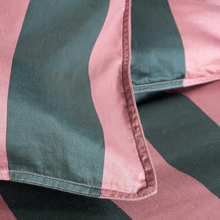 Essenza Minte Stripe dekbedovertrek Woodrose/Dark Teal 140x220 cm