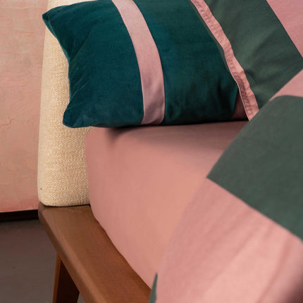Essenza Minte Stripe dekbedovertrek Woodrose/Dark Teal 140x220 cm