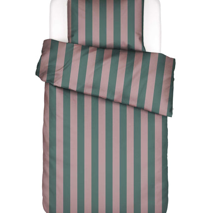 Essenza Minte Stripe dekbedovertrek Woodrose/Dark Teal 140x220 cm