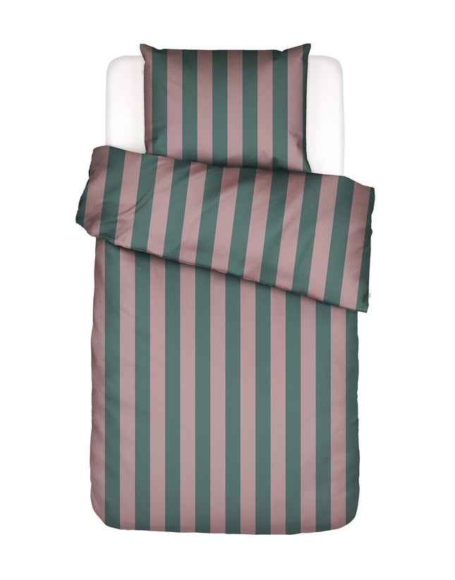Essenza Dekbedovertrek Minte stripe woodrose/Dark teal 140x200/220 cm