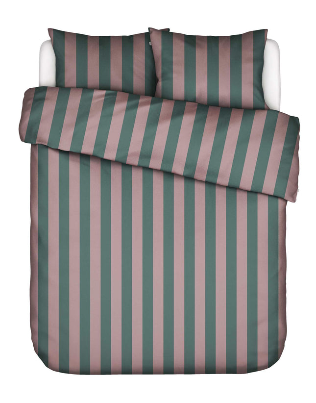 Essenza Dekbedovertrek Minte stripe woodrose/Dark teal 240x200/220 cm