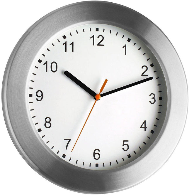 TFA Wandklok analoog - frame aluminium geborsteld