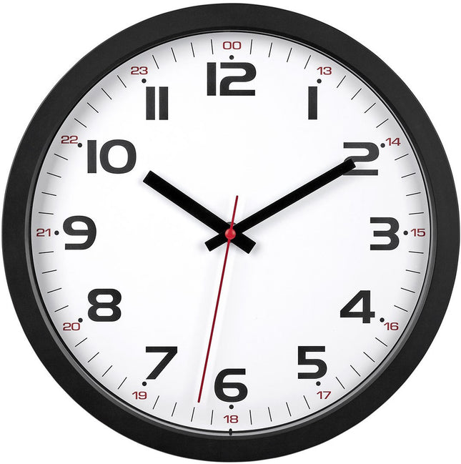 Wandklok stil sweep quartz uurwerk - zwart