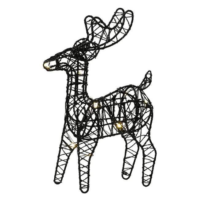 Micro LED Rendier - 12xh.21x5 cm - zwart+warm wit