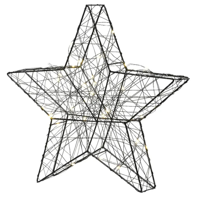 Micro LED Ster metaal - 30xh.29x5 cm - zwart+warm wit