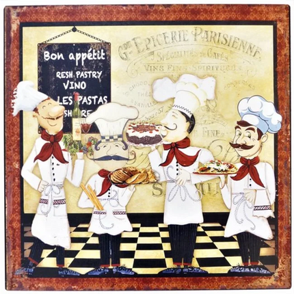 Wandbord Bon Appetit 30x30 cm - Metaal