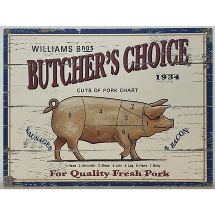 Wandbord Butchers Guide '' Varken'' 33x25cm